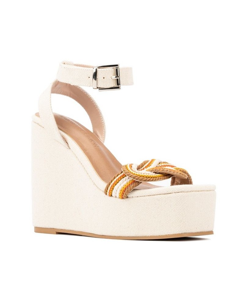 Women's Savannah Knotted Wedge Sandals Tan/Beige $54.97 Shoes