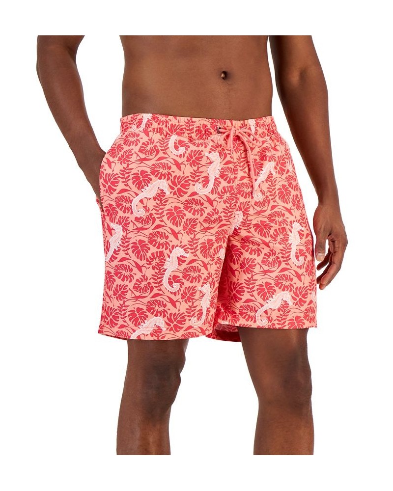 Men's Tropical Seahorse Swim Trunks Red $12.25 Swimsuits