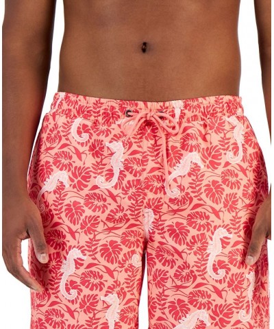 Men's Tropical Seahorse Swim Trunks Red $12.25 Swimsuits