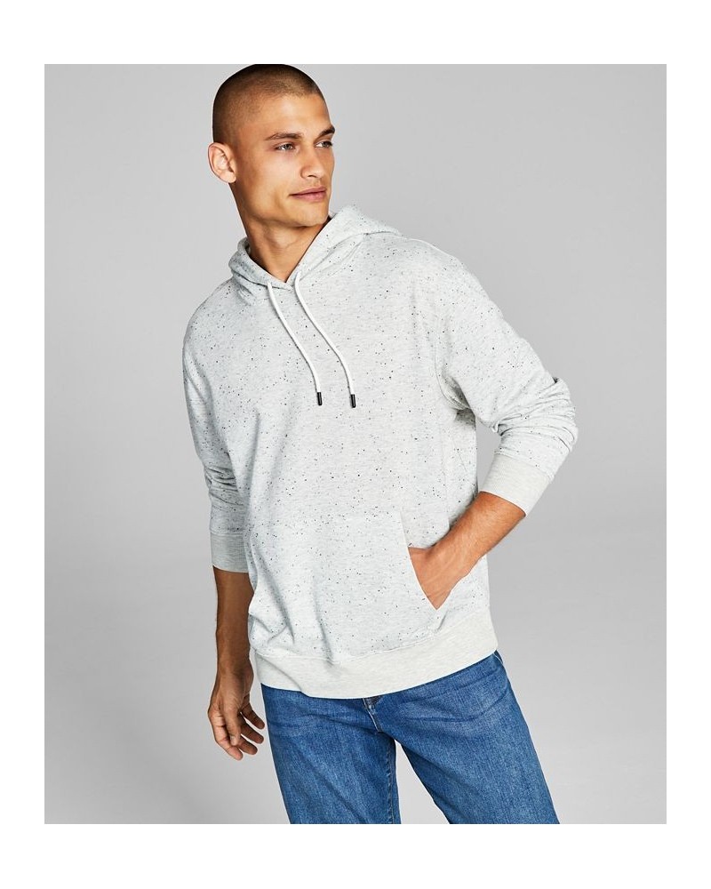 Men's Oversized-Fit Speckled French Terry Hoodie Gray $19.24 Sweatshirt