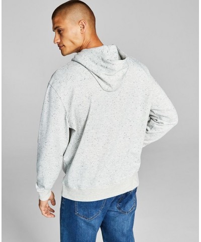 Men's Oversized-Fit Speckled French Terry Hoodie Gray $19.24 Sweatshirt