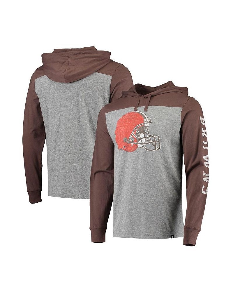 Men's Heathered Gray, Brown Cleveland Browns Franklin Wooster Long Sleeve Hoodie T-shirt $31.20 T-Shirts