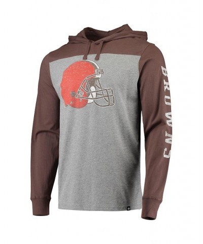 Men's Heathered Gray, Brown Cleveland Browns Franklin Wooster Long Sleeve Hoodie T-shirt $31.20 T-Shirts