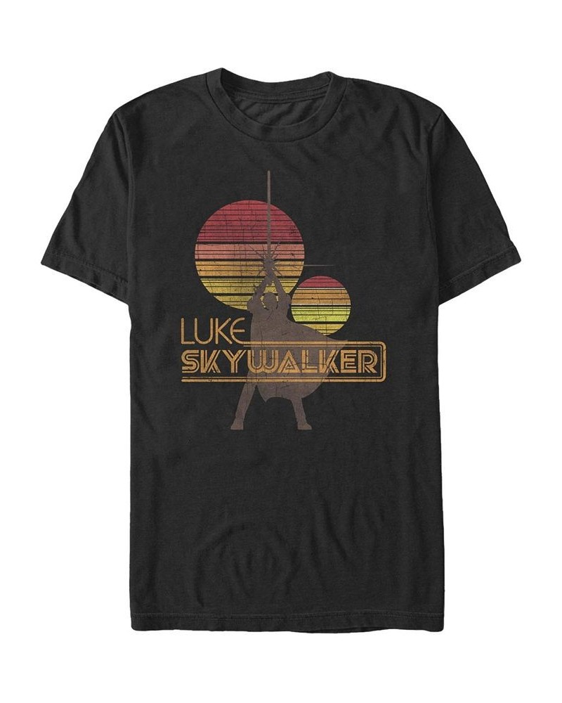 Men's Skywalker Retro Short Sleeve Crew T-shirt Black $18.89 T-Shirts