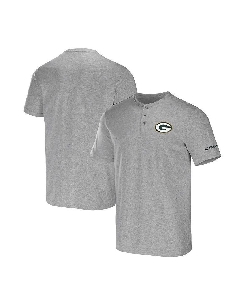 Men's NFL x Darius Rucker Collection by Heather Gray Green Bay Packers Henley T-shirt $23.75 T-Shirts