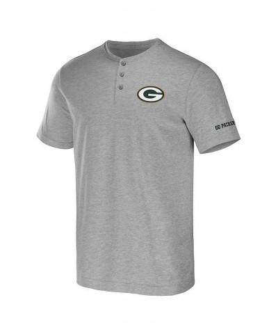 Men's NFL x Darius Rucker Collection by Heather Gray Green Bay Packers Henley T-shirt $23.75 T-Shirts