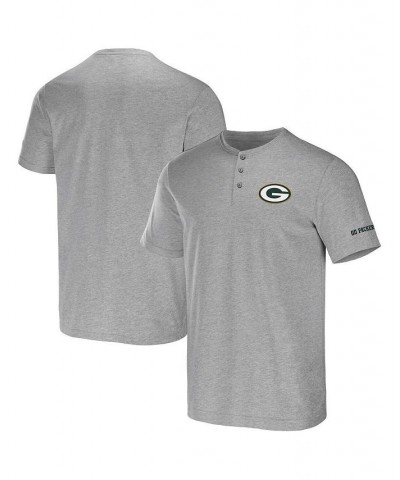 Men's NFL x Darius Rucker Collection by Heather Gray Green Bay Packers Henley T-shirt $23.75 T-Shirts