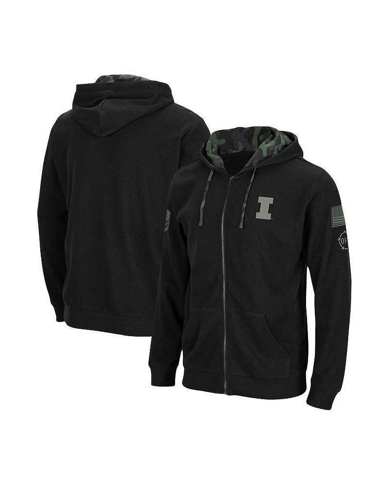 Men's Black Illinois Fighting Illini OHT Military-Inspired Appreciation Waffle Full-Zip Hoodie $34.30 Sweatshirt