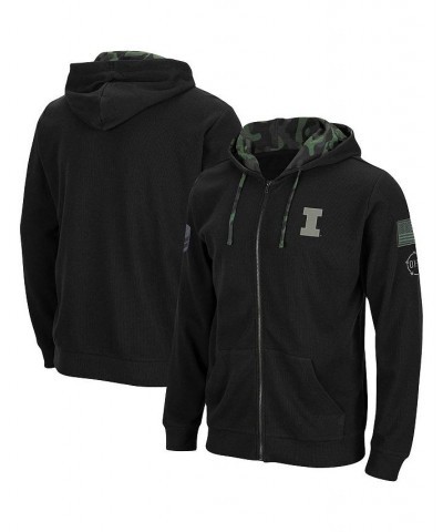 Men's Black Illinois Fighting Illini OHT Military-Inspired Appreciation Waffle Full-Zip Hoodie $34.30 Sweatshirt