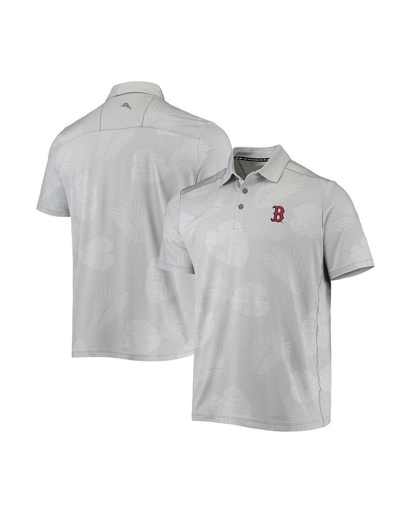 Men's Gray Boston Red Sox Palm Coast Delray Fond IslandZone Allover Polo Shirt $46.64 Polo Shirts