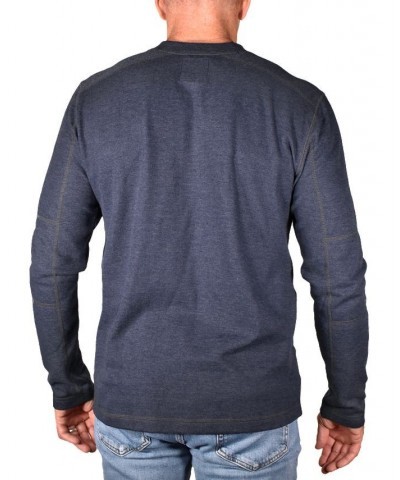 Men's Heathered Rib Stretch Henley T-shirt Bluish Green $34.06 T-Shirts