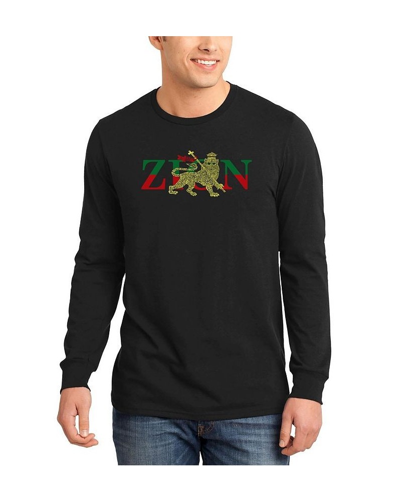 Men's Zion - One Love Word Art Long Sleeve T-shirt Black $18.40 T-Shirts