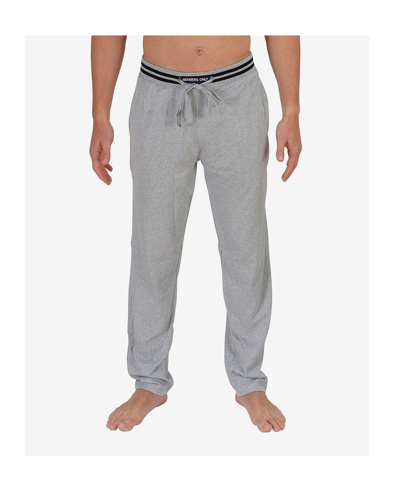 Men's 2 Stripe Waist Jersey Knit Lounge Pants Gray $18.70 Pajama