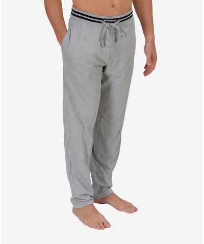 Men's 2 Stripe Waist Jersey Knit Lounge Pants Gray $18.70 Pajama