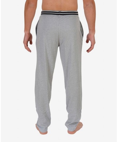 Men's 2 Stripe Waist Jersey Knit Lounge Pants Gray $18.70 Pajama