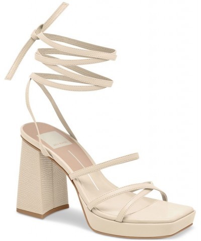 Women's Amanda Ankle-Tie Platform Sandals Ivory/Cream $66.00 Shoes