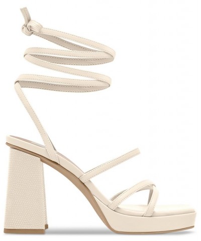 Women's Amanda Ankle-Tie Platform Sandals Ivory/Cream $66.00 Shoes