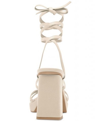 Women's Amanda Ankle-Tie Platform Sandals Ivory/Cream $66.00 Shoes