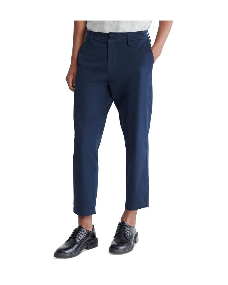 Men's Tapered Cropped Chino Pants Blue $25.48 Pants