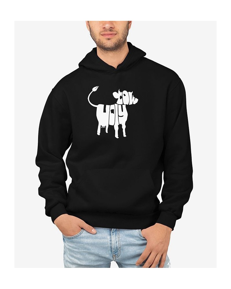 Men's Holy Cow Word Art Hooded Sweatshirt Black $34.19 Sweatshirt