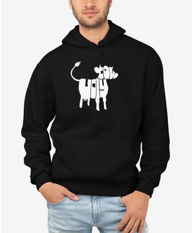 Men's Holy Cow Word Art Hooded Sweatshirt Black $34.19 Sweatshirt