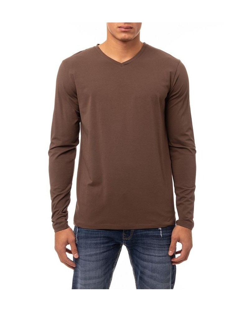 Men's Soft Stretch V-Neck Long Sleeve T-shirt PD05 $21.56 T-Shirts