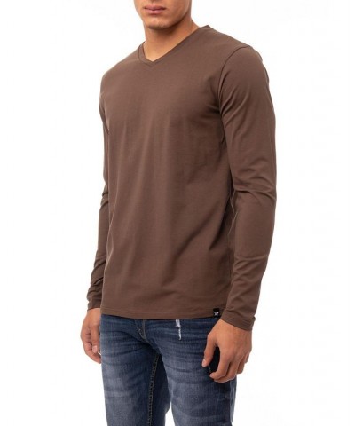 Men's Soft Stretch V-Neck Long Sleeve T-shirt PD05 $21.56 T-Shirts