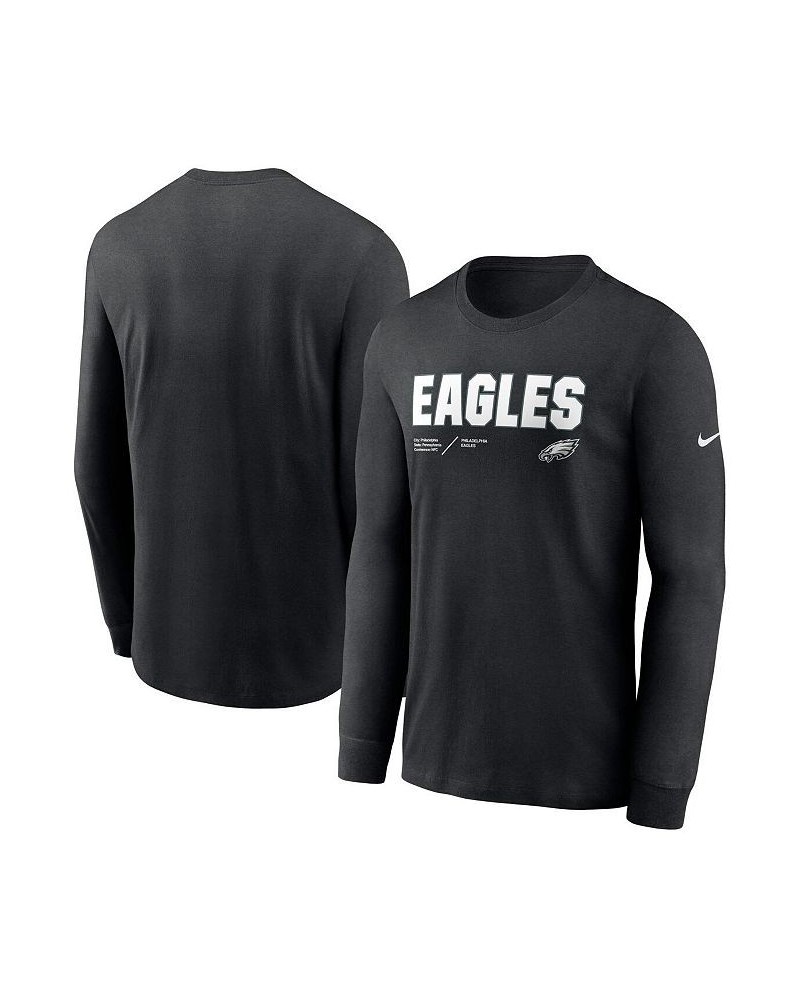 Men's Black Philadelphia Eagles Sideline Infograph Lock Up Performance Long Sleeve T-Shirt $24.75 T-Shirts