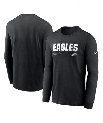 Men's Black Philadelphia Eagles Sideline Infograph Lock Up Performance Long Sleeve T-Shirt $24.75 T-Shirts