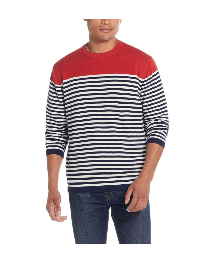 Men's Striped Crew Neck Sweater Blue $15.88 Sweaters