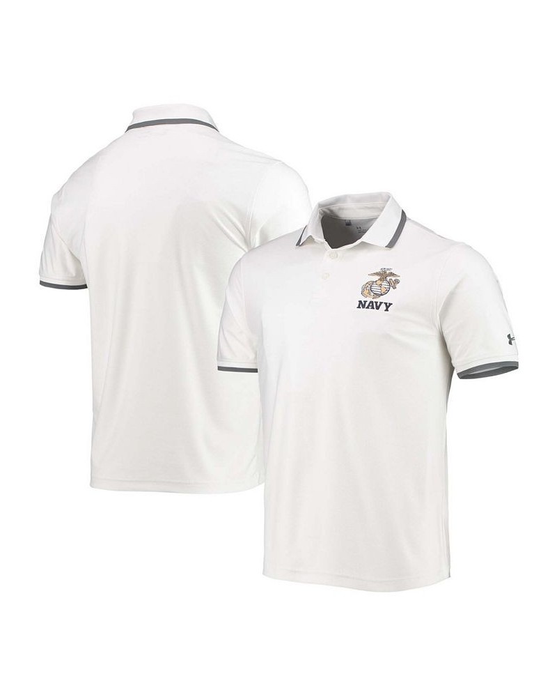 Men's White Navy Midshipmen Rivalry USMC Team Issue Performance Playoff 2.0 Pique Special Game Polo Shirt $33.60 Polo Shirts