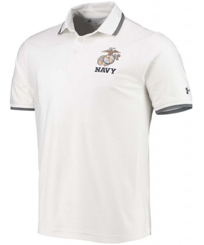 Men's White Navy Midshipmen Rivalry USMC Team Issue Performance Playoff 2.0 Pique Special Game Polo Shirt $33.60 Polo Shirts