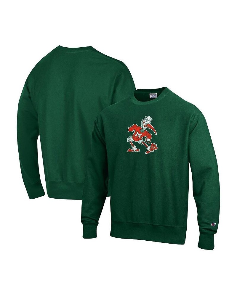 Men's Green Miami Hurricanes Vault Logo Reverse Weave Pullover Sweatshirt $45.04 Sweatshirt