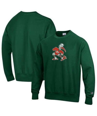 Men's Green Miami Hurricanes Vault Logo Reverse Weave Pullover Sweatshirt $45.04 Sweatshirt