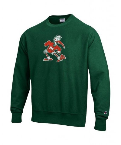 Men's Green Miami Hurricanes Vault Logo Reverse Weave Pullover Sweatshirt $45.04 Sweatshirt