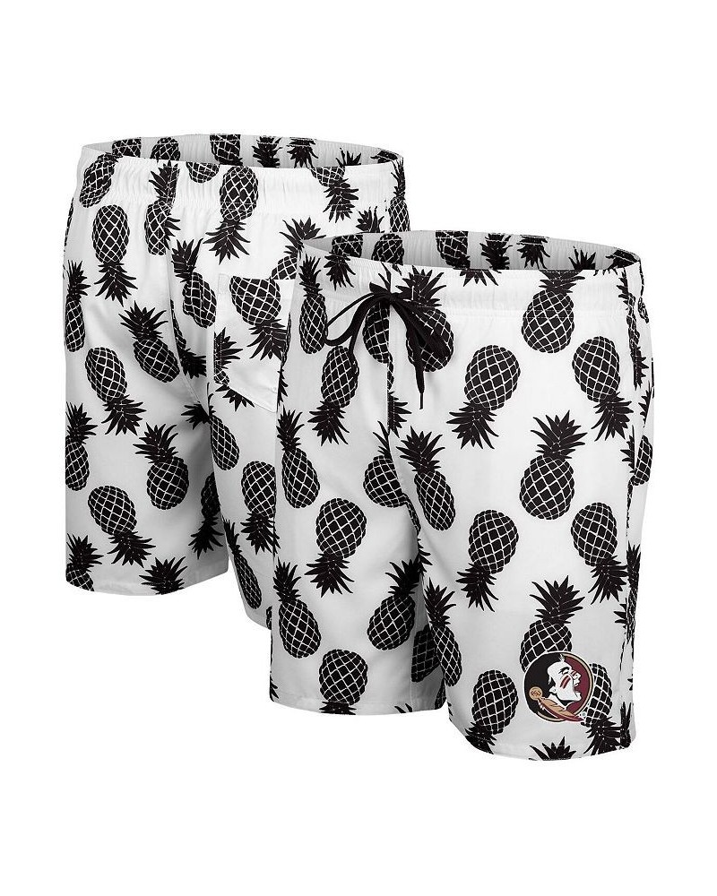 Men's White, Black Florida State Seminoles Pineapple Swim Shorts $35.74 Swimsuits