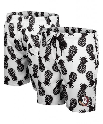 Men's White, Black Florida State Seminoles Pineapple Swim Shorts $35.74 Swimsuits