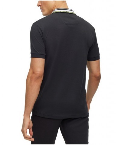 BOSS Men's Logo Collar Cotton-Blend Slim-Fit Polo Shirt Black $47.36 Polo Shirts