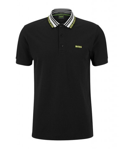 BOSS Men's Logo Collar Cotton-Blend Slim-Fit Polo Shirt Black $47.36 Polo Shirts