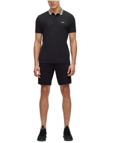 BOSS Men's Logo Collar Cotton-Blend Slim-Fit Polo Shirt Black $47.36 Polo Shirts