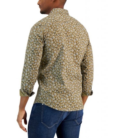 Men's Slim-Fit Stretch Multi Floral Bouquet Print Long-Sleeve Button-Up Shirt Green $29.60 Shirts