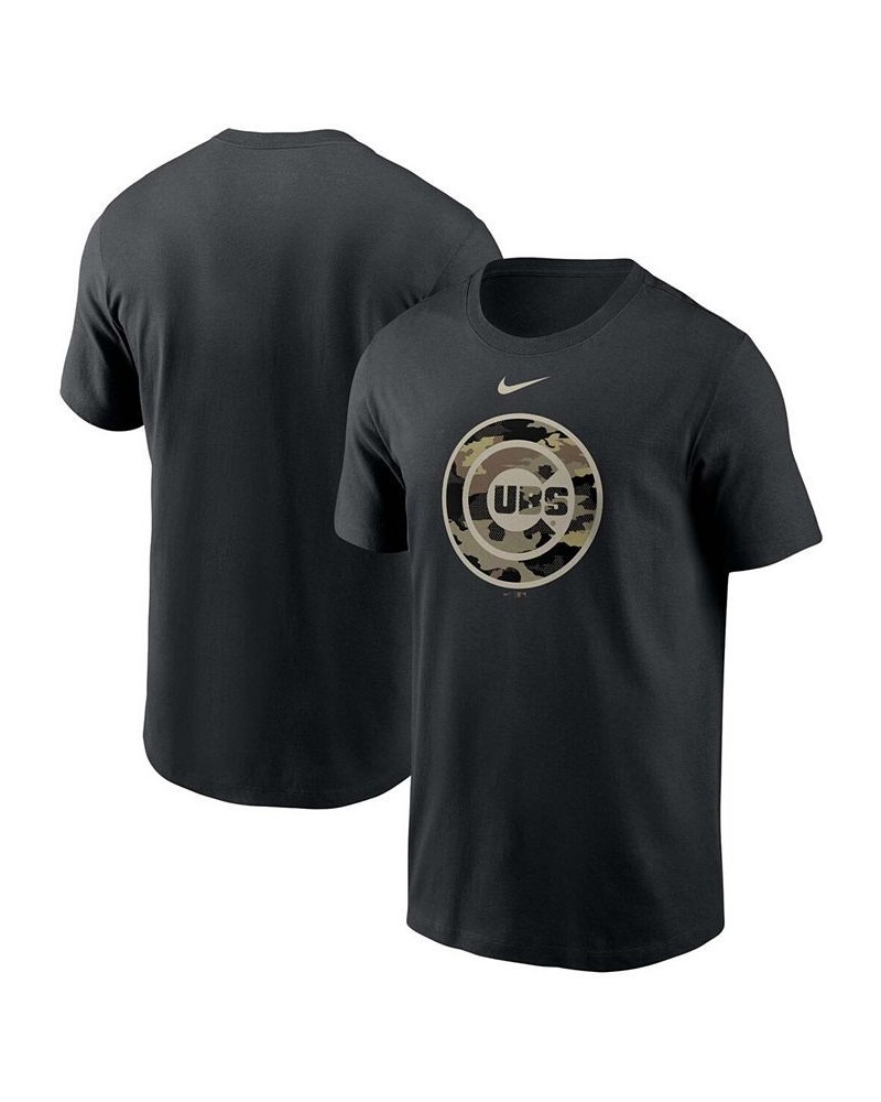 Men's Black Chicago Cubs Team Camo Logo T-shirt $22.50 T-Shirts