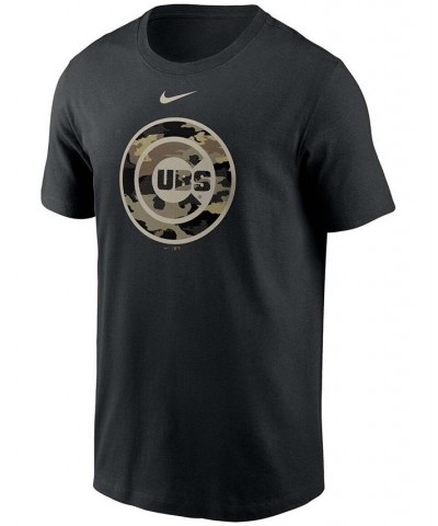 Men's Black Chicago Cubs Team Camo Logo T-shirt $22.50 T-Shirts