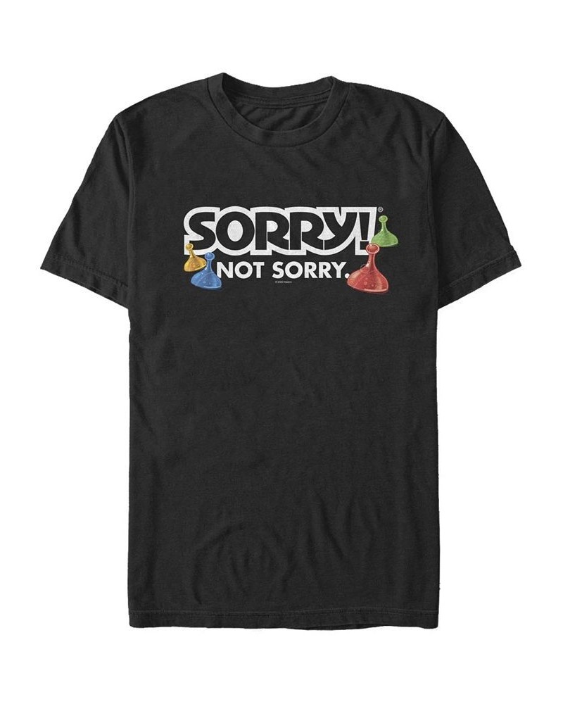 Men's Sorry Not Sorry Short Sleeve Crew T-shirt Black $19.59 T-Shirts