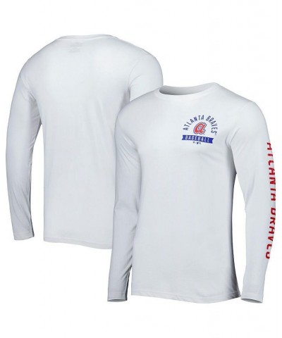 Men's Branded White Atlanta Braves Pressbox Long Sleeve T-shirt $20.25 T-Shirts