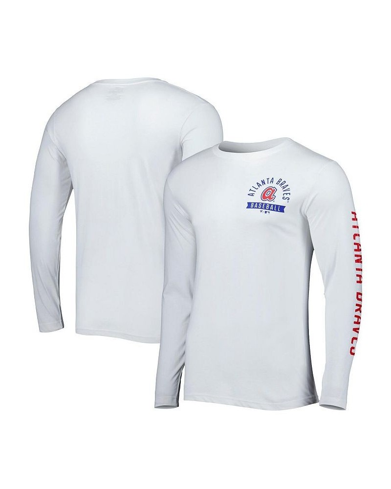 Men's Branded White Atlanta Braves Pressbox Long Sleeve T-shirt $20.25 T-Shirts