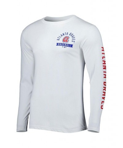 Men's Branded White Atlanta Braves Pressbox Long Sleeve T-shirt $20.25 T-Shirts