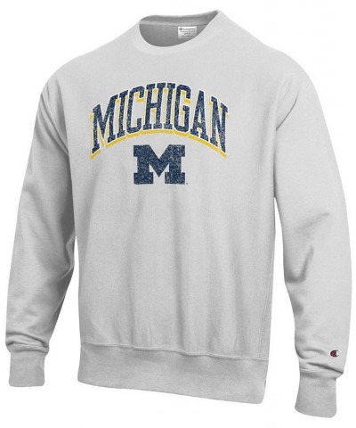 Men's Gray Michigan Wolverines Arch Over Logo Reverse Weave Pullover Sweatshirt $46.74 Sweatshirt