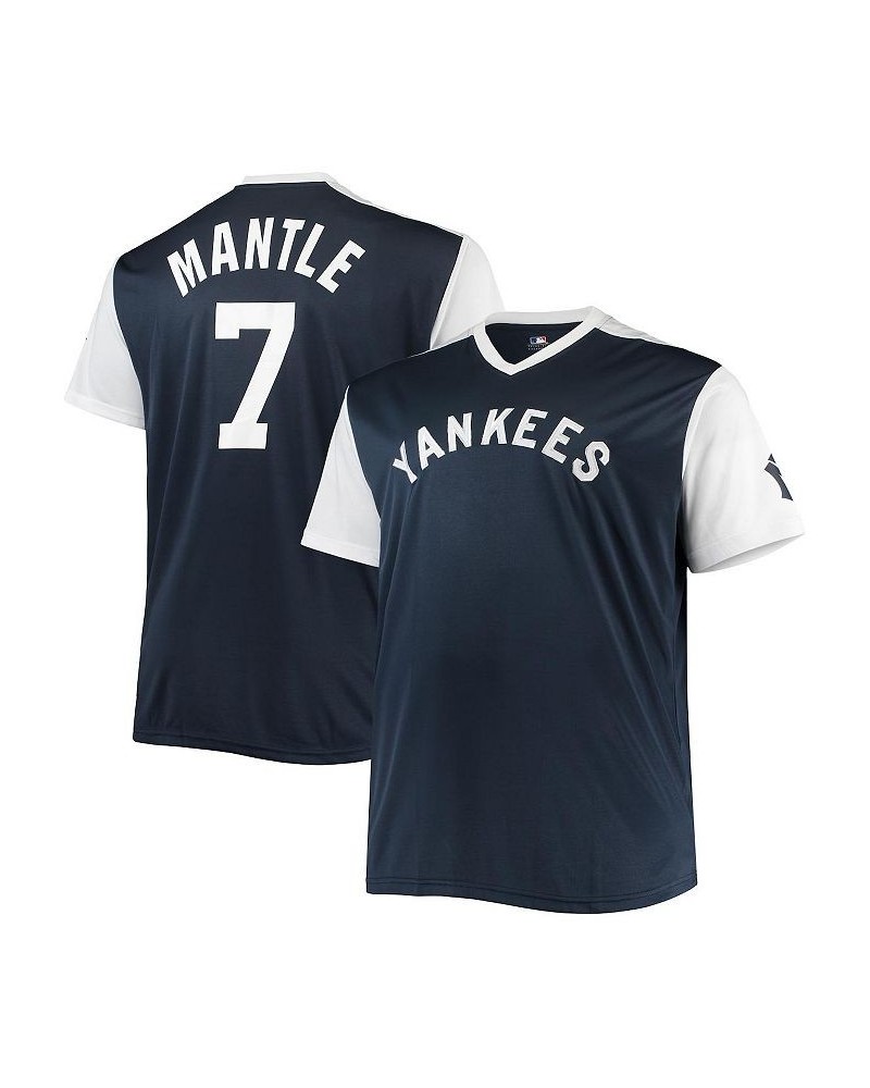 Men's Mickey Mantle Navy, White New York Yankees Cooperstown Collection Big and Tall Player Replica Jersey $37.72 Jersey