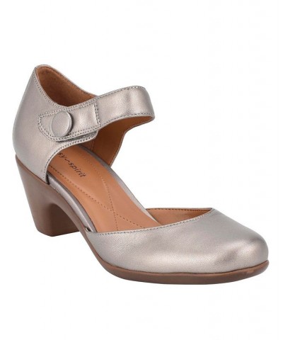 Women's Clarice Mary Jane Block Heel Dress Pumps Gray $53.46 Shoes